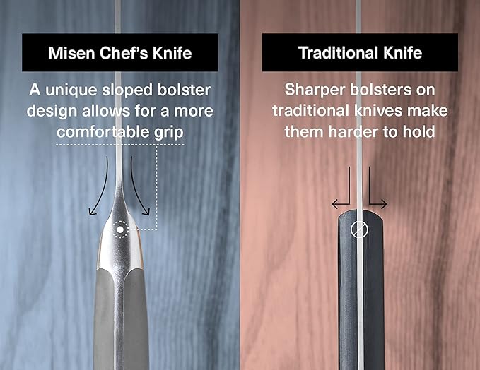 Misen 8" Chef Knife – High Carbon Japanese AUS-10 Stainless Steel – Hybrid German & Japanese Blade – Precision Kitchen Knife for Professionals & Home Cooks – Ultimate Cutting Performance - Gray
