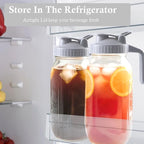 Glass Mason Jar Pitcher With Lid 64 Oz Wide Mouth Sun Tea Jar Half Gallon Cold Hot Water Pitcher 2 Quart Brew Coffee Jug Carafe For Fridge,Lemonade, Beverage,Milk,Juice Container 2 Set