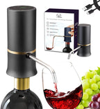 Electric Wine Dispenser, Aerator, Vacuum Wine Pump with Touch LED Display, Wine Temperature Monitor, One Touch Automatic Wine Pourer with USB Rechargeable, Gifts for Men & Women Wine Lovers (Black)