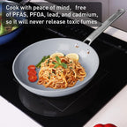 MsMk 5-Piece Ceramic Non Stick Pans Set 8, 10, 12 Inch Frying Pans, 10inch and 12 Inch with Tempered Glass Lids, Stay-Cool Handles, Oven Safe 700℉, Compatible with All Cooktops