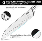 Santoku Knife 7 Inch, Japanese Professional Chef knife High Carbon Stainless Steel, Razor Sharp Chefs Kitchen Knife, Vegetable Chopping Knife for Cooking With Full-tang Handle, White