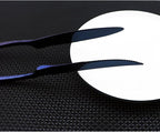 Flatware Set 18/10 Stainless Steel Mirror Polished Blue Cutlery - Silverware Utensil Set of Serrated Steak Knife Dinner Fork Knife Spoon Salad Fork Dessert Spoon,6 Piece Service for 1
