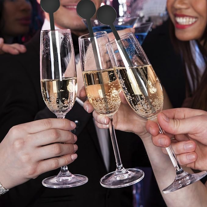 200 Pcs Cocktail Swizzle Sticks, 7.3inch Clear Coffee Stirrers Disposible Plastic Swizzle Sticks for Drink Round Disc Top Drinks Mixing Rod for Coffee Whiskey Beverage