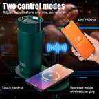 Temperature Control Heated Coffee Mug Smart Self Heating Travel Mug 12 Oz App Controlled Warmer Mug 4-10 Hour LED Display Keep Coffee Hot All Day Fast Wireless Charger Base Jade Green