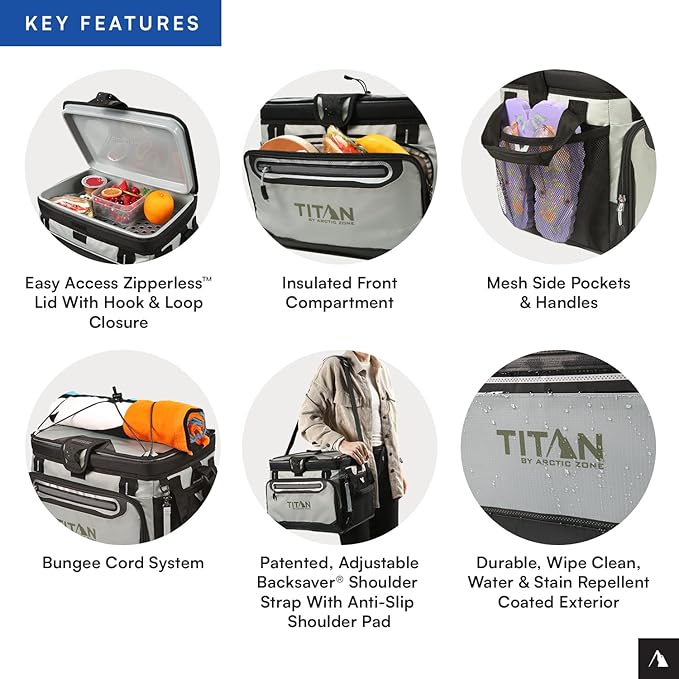 Titan by Arctic Zone 30 Can Zipperless Soft Cooler with HardBody Liner