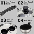 MARSKITOP Egg Poacher Pan Nonstick 2 Eggs, Poached Egg Cooker Stainless Steel Egg Poaching Pan, Poached Egg Pan PFOA Free, Poached Egg Maker