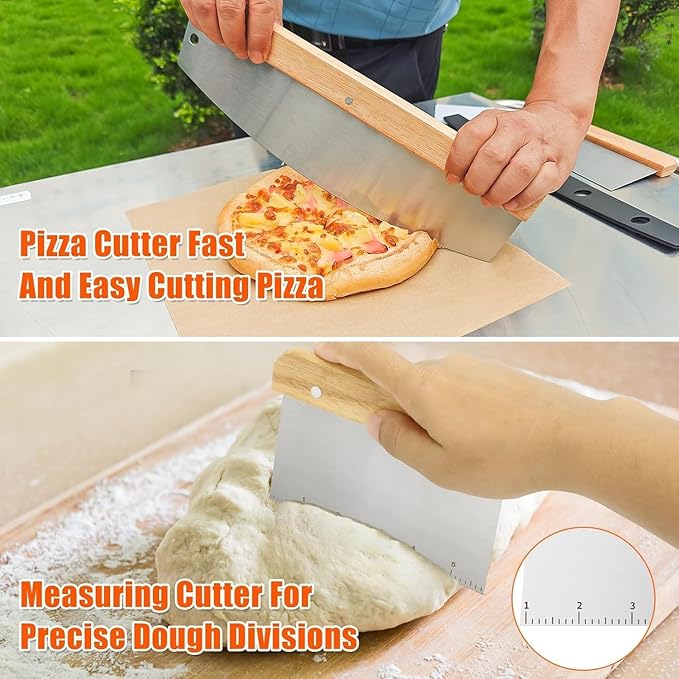Hisencn Pizza Steel for Oven & Grill – 16"x13.4" Ceramic Baking Steel Pizza Stone Set with Pizza Peel, Cutter & Dough Scraper – High Conductivity for Crispy Crust, Indoor & Outdoor Use