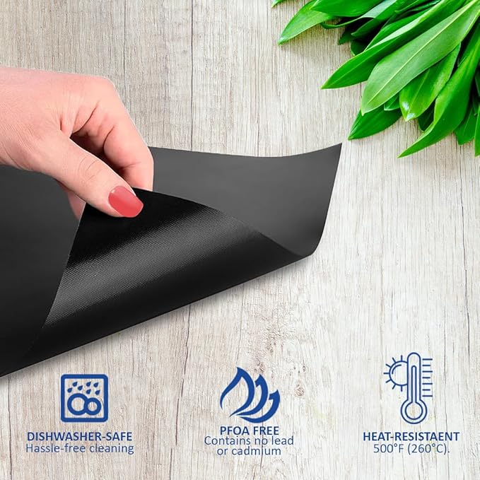 Oven Liners for Bottom of Oven, 2 Pack Large Thick Heavy Duty 100% Non-stick Reusable Teflon Oven Mat, 25”x17” Baking Mat for Electric, Gas, Toaster Ovens, Grills,Kitchen Friendly Cooking Accessory