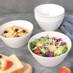 Bamboo Fiber Cereal Bowls Set 6 Pieces, 24 Ounce Soup Bowls White, Melamine Bowls Set Large for Kitchen, Deep Serving Bowls for Cereal, Soup, Oatmeal, Rice, Pasta, Salad, Off-white