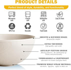 Unbreakable Wheat Straw Kitchen Cereal Bowl 40 OZ, Microwave & Dishwasher Safe Bowls, Alternative Plastic Bowls for Kitchen, Outdoors, RV, Camping, Patio, Set of 6, Beige