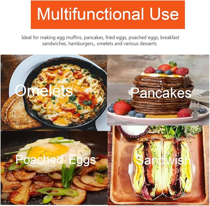 Upgrade 4" Large Egg Rings Set for Griddle,4 Packs Non-stick Stainless Steel Round Egg Ring for Frying Egg Pancake Mold Ring Omelette Ring Shapper for Muffin with 1X Oil Brush & 1X Egg Separator