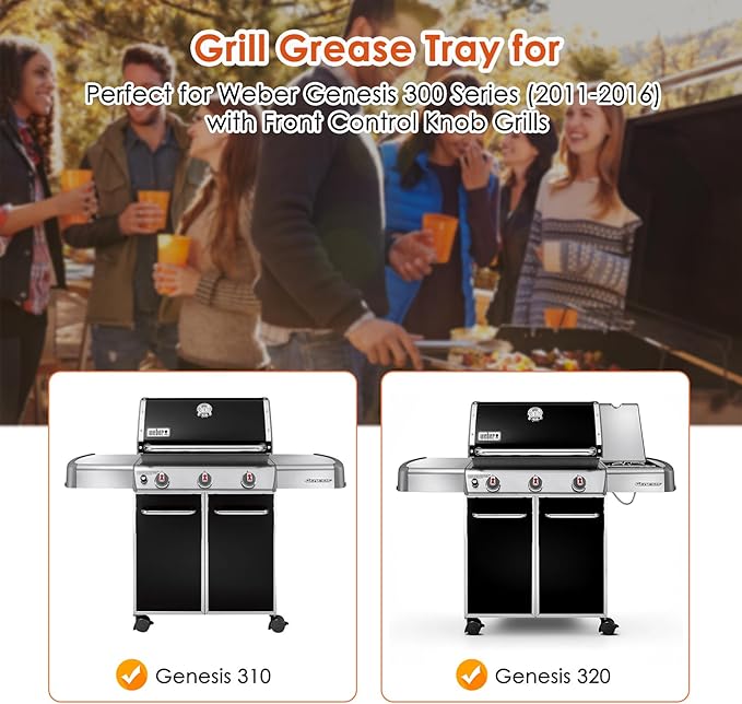 62757 Grease Tray for Weber Genesis 300 Series, Drip Pan Tray for Genesis S310 S320 S330 E310 E320 E330 Drip Pan Grease Tray for Weber Genesis 300 with Up Front Controls