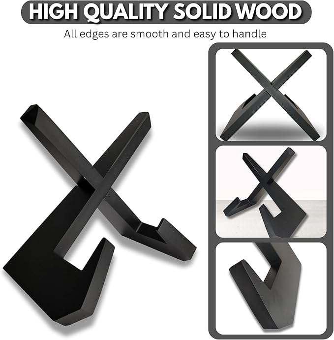 Cookbook Stand for Kitchen, Recipe Book Holder for Kitchen Counter, Wooden Cookbook Holder, Rustic Cook Book Holder Stand - Black