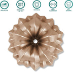 Baker's Secret Fluted Cake Pan, Cake Pans, Novelty Cake Pan, Die Cast Aluminum Cake Pans, 2 Layers Non-stick Coating, Novelty Cake Pan - The Cast Aluminum Collection (Cascade)