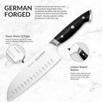7” Santoku Knife – Razor Sharp German Steel DIN1.4116 – Japanese-Style Vegetable Knife for Chopping, Slicing & Mincing – Full Tang & Ergonomic Handle – Chefs kitchen Knife – Gift Box – Velina series