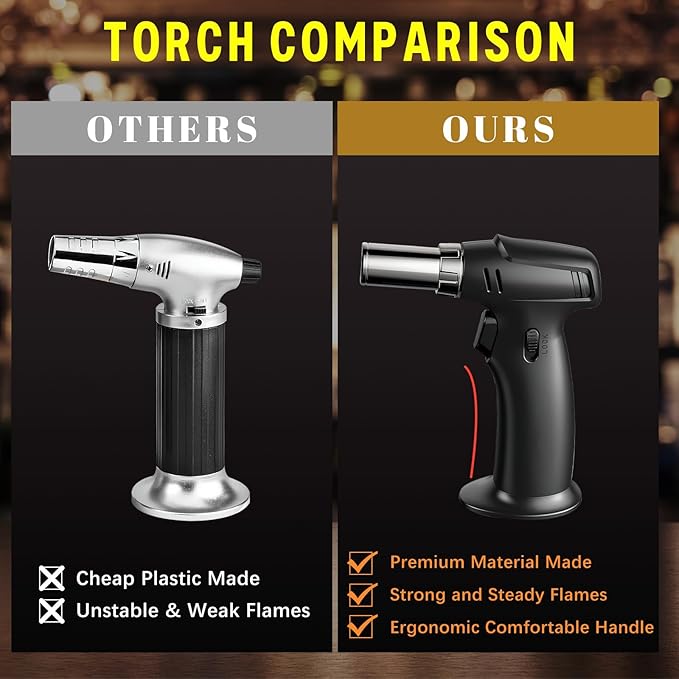 Cocktail Smoker Kit with Torch – 8 Flavors Wood Chips – Bourbon, Old Fashioned Drink Smoker Kit, Whiskey Smoker Infuser Kit, Birthday Bourbon Whiskey Gifts for Men, Dad, Husband (Without Butane)