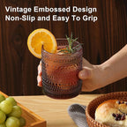 Vintage Hobnail Drinking Glasses Set of 8,Purple 12 oz & 15oz Highball Glass Cups, Kitchen Drinkware Glassware,Embossed Water Tumbler,for Beer,Cocktail,Whiskey,Juice and Various Mixed Drinks