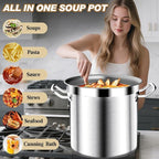 Large Stock Pot - 40QT Stainless Steel Stockpot with Lid, Heavy Duty Tri-Ply Bottom Commercial Grade Soup Pot for Cooking Soup, Stew, Canning, Oven, Gas, Ceramic, Dishwasher Safe