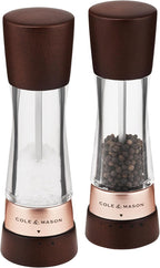 Cole & Mason Derwent Salt & Pepper Mill Gift Set - Salt & Pepper Shaker & Grinder with Adjustable Coarseness - Gourmet Precision Mill Set - Stainless Steel & Acrylic Grinders - Rose Gold
