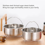 Steamer Basket for, Non Stick Vegetable Steamer Basket with Handle, Stainless Steel Steamer Basket Insert for Pots, Sugar Removal Rice Cooker Insert (17.5cm)
