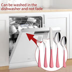 20-Piece Pink Silverware Set 18/0 Stainless Steel Flatware Pink Handle Cutlery Set Service for 4 Dinner Knives Forks Spoons Set Mirror Finish Dishwasher Saf