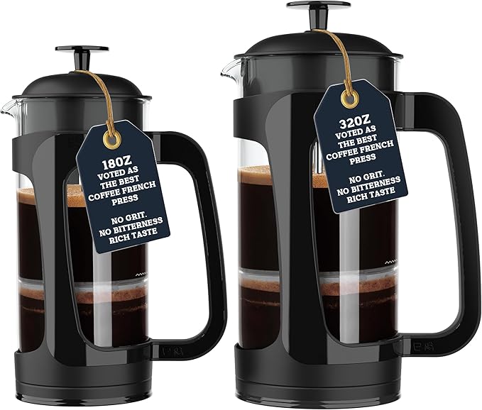 ESPRO - P3 French Press Coffee Maker – Patented Double Microfilter for Sludge and Grit Free Coffee, Black, 32 oz