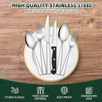 48-Piece Silverware Set, CEKEE Stainless Steel Flatware Set for 8 with Steak Knives, Mirror Polished Kitchen Utensils Set, Tableware Cutlery Set for Home, Dishwasher Safe - Spoons and Forks Set