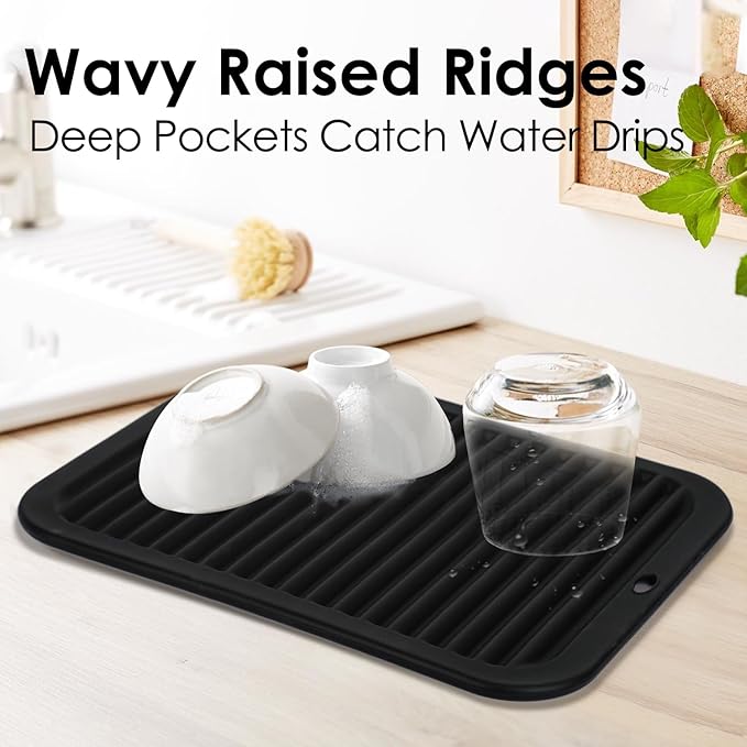 Silicone Trivets for Hot Pots and Pans, 3 Pack Heat Resistant Pot Holders for kitchen Large Silicone Trivet Mat for Hot Dishes, Black Hot Pads for Kitchen Counter, Hot Mats Spoon Rest, 9 * 12 Inches