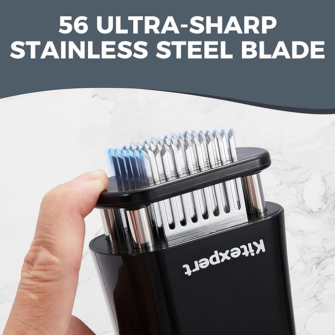 KITEXPERT Meat Tenderizer Tool with 56 Stainless Steel Ultra Sharp Needle Blade, Durable Meat Tenderizer with Safety Lock, Chicken Tenderizer for Beef, Steak, Meat Tenderizer Machine