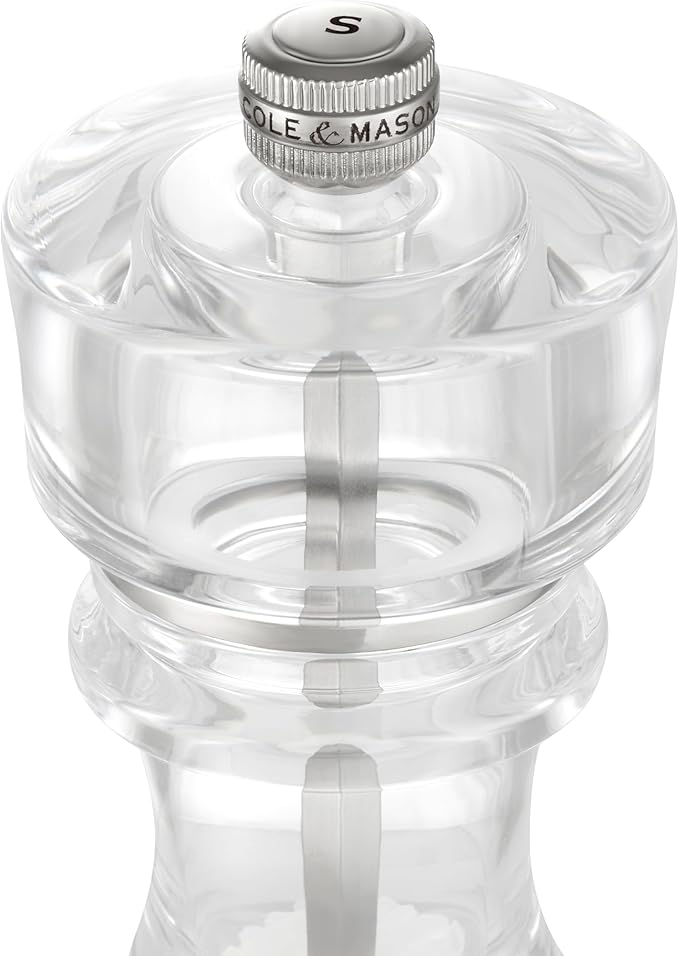 Cole & Mason London Refillable Spice Mill - Kitchen & Home Accessory - Table Salt Grinder - Salt Mill with Ceramic Mechanism - 7", Acrylic