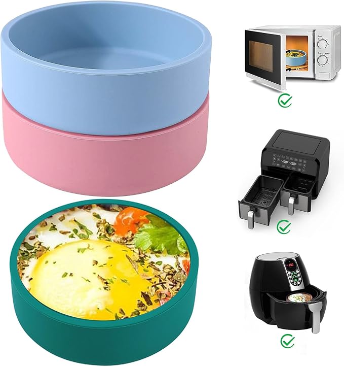 Silicone Air Fryer Egg Pan, Individual Egg Bite Maker Reusable Egg Molds, Microwave Egg Cooker, BPA Free Air Fryer Accessories, Dishwasher Safe, Multi Color, 3Pcs