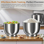 Stand Mixer with 3QT+3.5QT Dual Bowls, 10-Speed Electric 300W Food Mixer - Includes Egg Whisk, Dough Hook & Flat Beater for Home Baking & Daily Cooking (GraySilver)