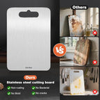 Double-Sided Food-Grade Kitchen Cutting Board,Stainless Steel Cutting Board, Non-Toxic & Non-Slip, Dishwasher Safe, Ideal for Indoor, Outdoor, Camping & BBQ Parties, L 15.4" * 11"