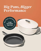 Caraway Cast Iron Skillet - 12” Enameled Cast Iron Pan With 3 Layer Enamel Coating - No Seasoning Required - Compatible With All Stovetops - Free From Forever Chemicals - Charcoal