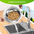 4-1 Colander with Bowl Set - Colander for Kitchen - Strainers and Colanders - Pasta Strainer - Fun Kitchen Presents - Rice Strainer Fruit Cleaner Veggie Wash Cooking Presents, White