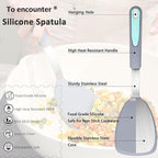 To encounter 5 Pieces Silicone Spatula Set, Non-Stick Silicone Turner Spatulas, Heat Resistance Cooking Utensils, Flip Turner for Fish, Egg, Pancake, Light Grey