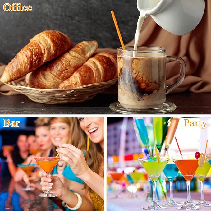 6000 Count Coffee Cocktail Stirrers Straws Disposable Plastic Sip Stir Sticks Cocktail Drink Stirrers Sticks Cups Straws for Bars Juice Drinking(Colorful,5 Inch)