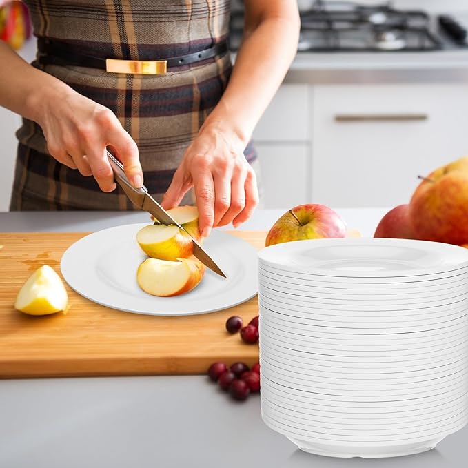 Vesici 36 Pieces Melamine Appetizer Plates 5.91 Inch Melamine Dessert Plates Small White Round Lightweight Saucers Serving Dish Catering for Appetizer Snacks Dinner Wedding Party