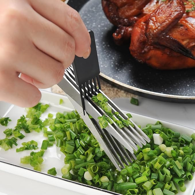 Gidli 2 Pack Herb Scissors & Kitchen Shears - Lifetime Replacement Warranty* - Herb Scissors with 5 Blades and Cover - Heavy Duty Vegetable Salad Multi Blade All-Purpose Food Shears Dishwasher Safe