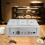 300W Electric Melting Pot for Chocolate w/Adjustable Temperature,Commercial Chocolate Warmer Melting Pot Chocolate Melter Pot Machine for Home or Bakery Use 3 Tanks for 26.46lb of Tempered Chocolate