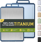 Titanium Cutting Boards for Kitchen Chopping Board with Handle Large Big Small Kitchen Meat Butcher Block Double Sided Pure Titanium and Wheat Straw PP Not Wood Bamboo Plastic Teak Morandi Blue