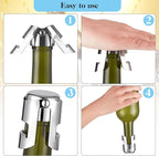 Tessco 18 Pcs Stainless Steel Champagne Stopper Reusable Bottle Sealer Wine Corker Champagne Cork Stopper with a Built in Sealing Plug Compact Saver Plug for Cava Prosecco (Silver)