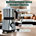 Grain Grinde For Kitchen, Electric Dry Spice Grinders Comes With 3 Removable Stainless Steel Blades, 500w Herb Grinder Suitable For Grinding Spices, Coffee Beans, Grains, Nuts (Black）