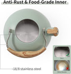 LONFFERY Tea Kettle for Stove Top, 2.5 Quart Whistling Tea Kettle, with Food Grade Stainless Steel and Wood Pattern Folding Handle, Turquoise