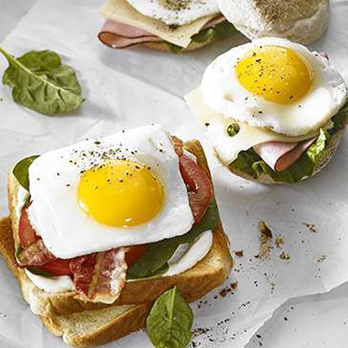 4 Inch Suqare Egg Rings for Frying Eggs,2 Packs 4" Square Egg Rings for Griddle, Stainless Steel Griddle Omelete Rings for Fried Eggs Muffin Tortillas Pancake Ring Crepes Ring with SiliconeHandle