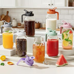 64 oz Mason Jar Pour Spout, 2 Quart Glass Water Pitcher with Lid, Airtight Seal for Great for Iced Tea,Juice,Milk,Coffee,Sun Lemonade, Set of 1(Black)