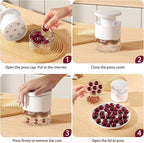 Cherry Pitter Multiple, Push Type Cherry Corer Multiple, Kitchen Cherry Jam 7 Holes Multi Pitter Tool, 7-in-1 Cherry Seed Remover Quick Portable Cherry Pitting Tool (White)