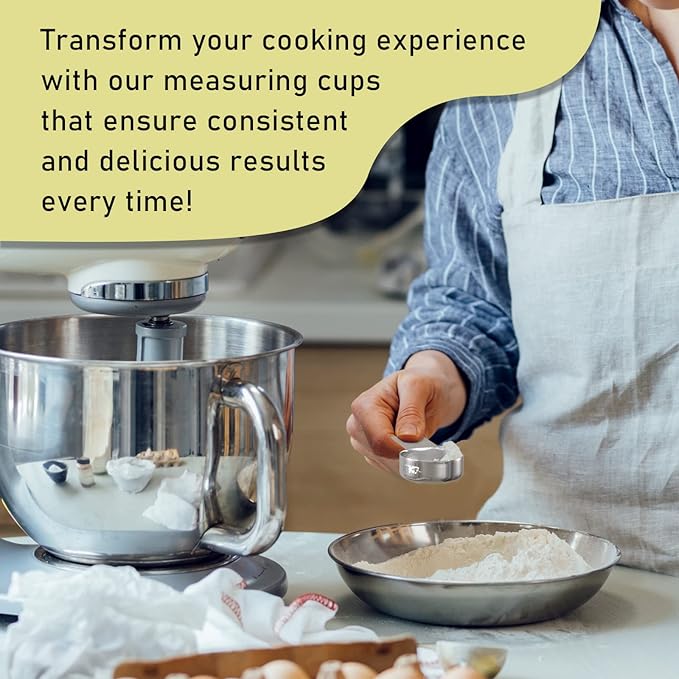 1PCS 1/8Cup (30ml, 1oz) Single Measuring Cup, Stainless Steel Measure Scoop, Metric and US Measurement, Dishwasher Safe