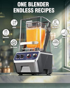 WantJoin Commercial Blender For Smoothies - 68Oz Professional Quiet Smoothie Blender with Shield, 2200W Upgraded Motor, 9 Speeds, 1-660s Timer, Blenders for Frozen Drinks Juice,Dishwasher Safe