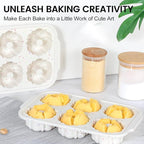 CAKETIME Mini Fluted Tube Pan with Metal Reinforced Frame, 6-Cavity Silicone Nonstick Small Cake Molds 2Pcs for Chocoflan, Donuts, Cornbread, Brownies, Jellies BPA Free